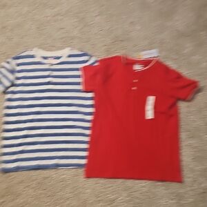 Kids Striped Blue and Solid Red T-Shirts